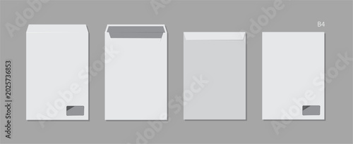Bilde på lerret B4 envelope mockup, front and back views