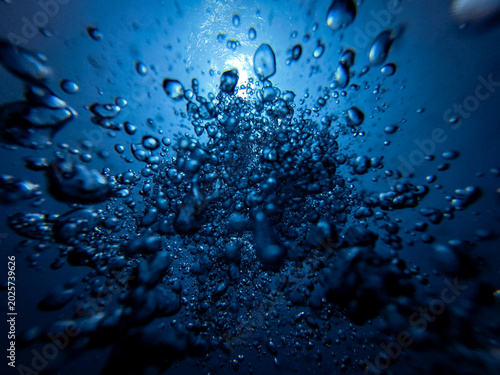 water drops on blue background