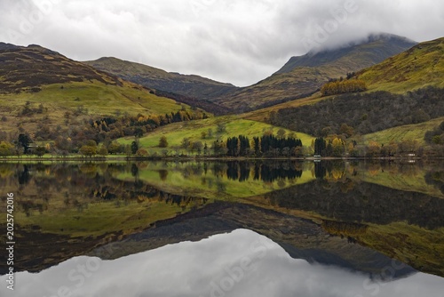 Reflection in Loch Earn, Highlands, Trossachs National Park, Glasgow, Scotland, United Kingdom