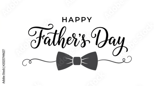 Happy fathers day typography with bow tie greeting card celebration and gift design elements