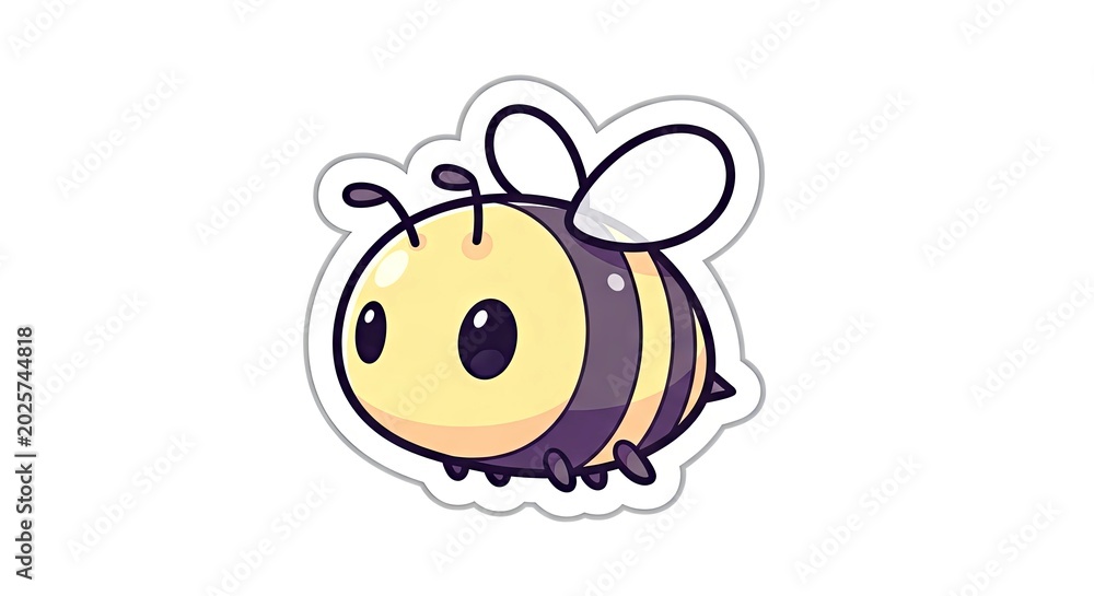 Fototapeta premium Cartoon bee character with big eyes and cute smile 