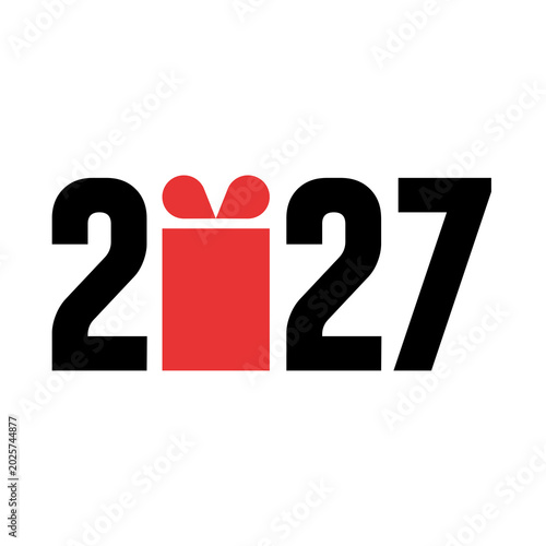 photo  - Creative 2027 Typography Collection Set with Modern Colorful 3D New Year Design Elements