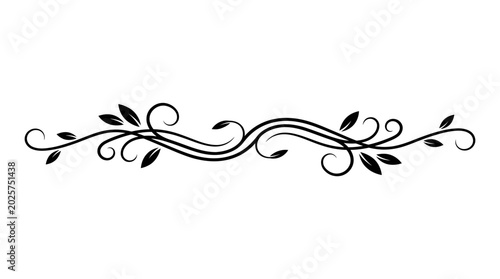 Black floral vine design element.