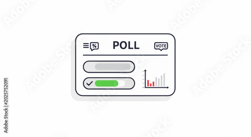 Minimalist illustration of a poll with vote options and bar chart