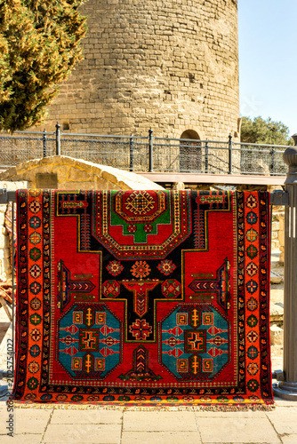 Traditional Azerbaijani Carpet Displayed at Maiden Tower
