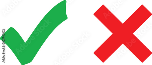 Photos Green check mark and red cross sign symbols set for choice and decision making V