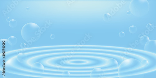 Canvas Print water texture with bubble blue tone background