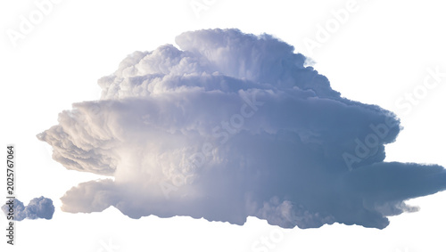Valokuva Massive cumulonimbus cloud formation with smaller cumulus clouds, isolated on tr