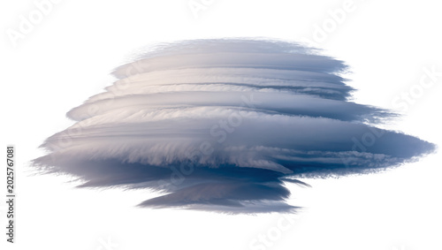 Bild auf Leinwand Lenticular cloud formation with layered wisps, isolated on transparent backgroun