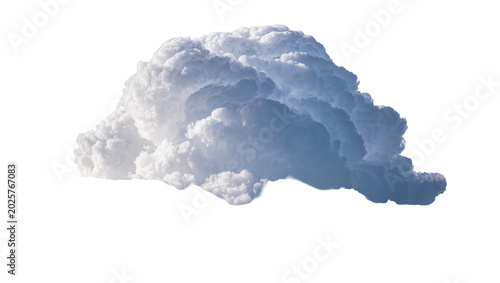 Canvastavla Fluffy cumulus cloud with blue shadows, isolated on transparent background
