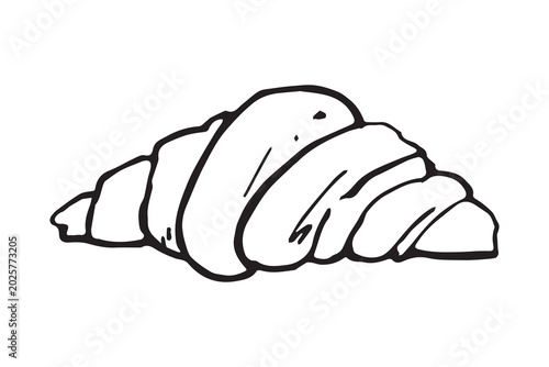 Φωτογραφία Hand drawn croissant, doodle line art sketch