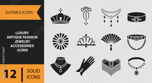 Fotografija Luxury antique fashion jewelry accessories collection for premium style and eleg