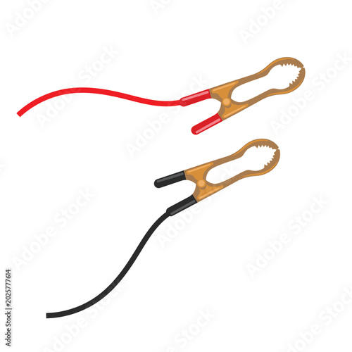 red and black alligator clip electrical  cable vector illustration  element design