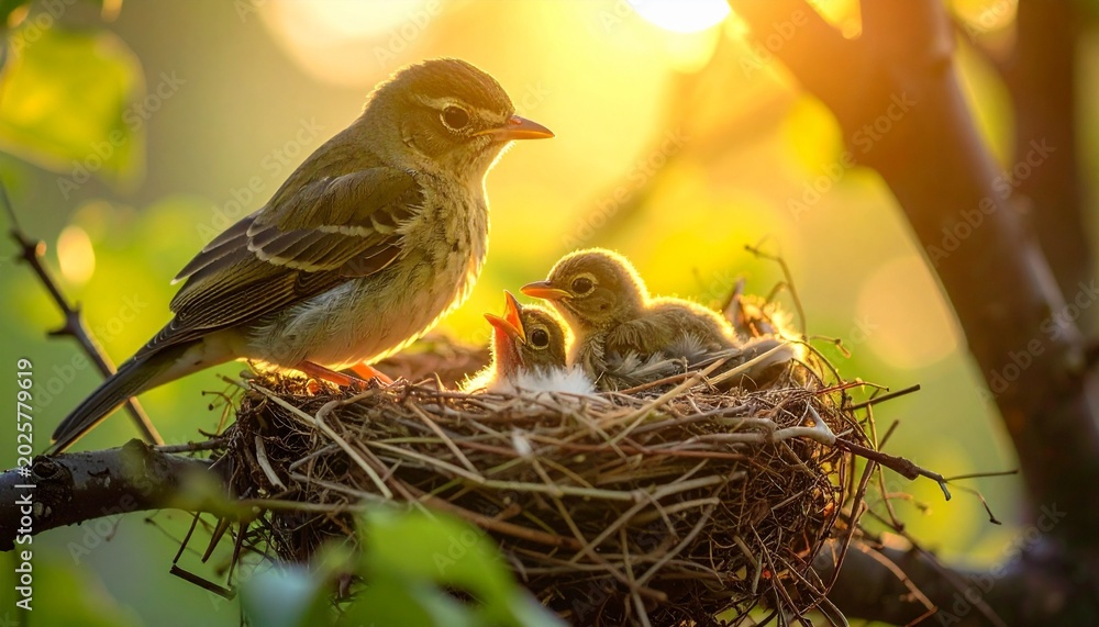 Fototapeta premium birds with their chicks