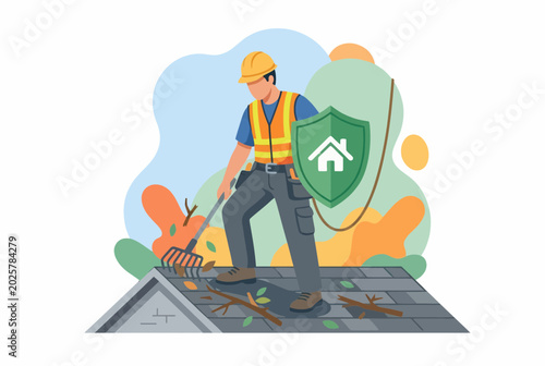 Professional Roofer Repairing House Roof for Home Insurance Protection