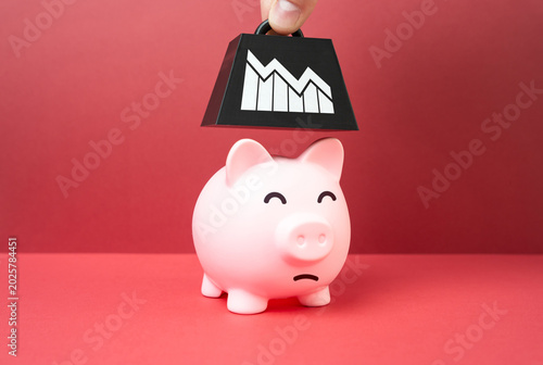 Cuadro en lienzo A piggy bank with a harbinger of a crisis