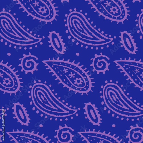 Vector seamless paisley pattern in vintage western style. Retro pattern of abstract turkish cucumbers. Vector red paisley ornament