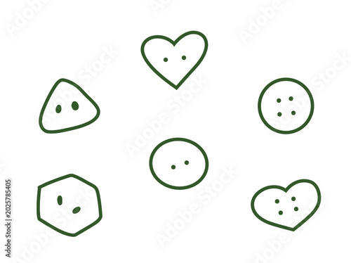 Doodle Style Knitting Button Shapes on White Background. Perfect for c