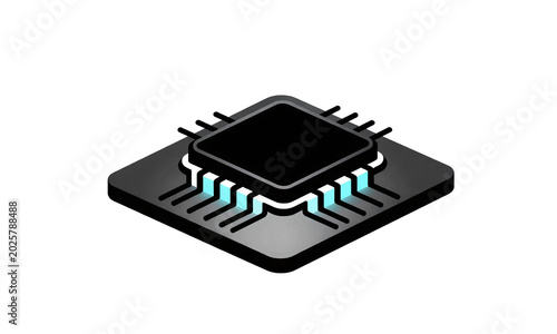 futuristic computer chip lies sleek metallic surface illuminated soft blue led lights intricate circuitry visible