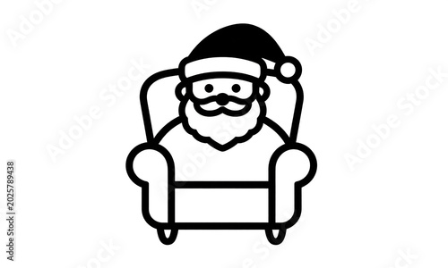 jovial figure round belly white beard sits plush armchair surrounded festive decorations lit warmly soft golden glow