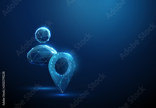 Obraz na plátně 3D blue avatar and location pin icon