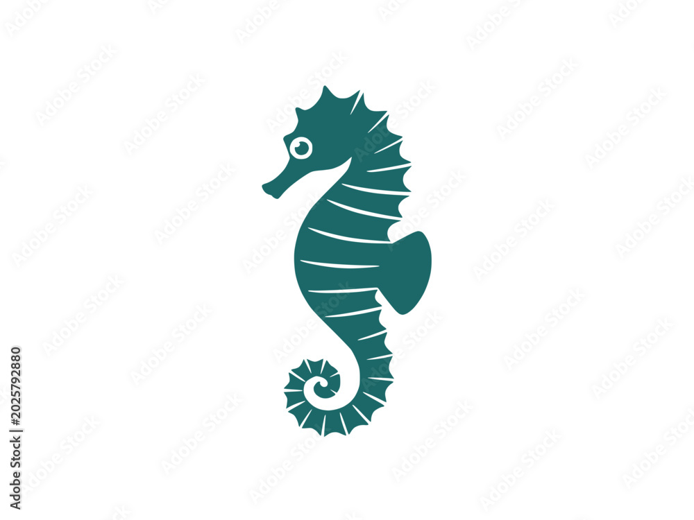 Fototapeta premium Seahorse Silhouette - World Oceans Day Concept, Marine Life Icon