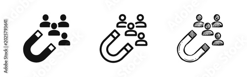 фотографія Magnet attracting people icons set representing lead generation and marketing