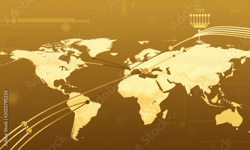 sprawling global network unfolds warm interconnected nodes cables humming