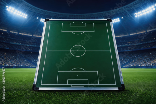 Tactical Soccer Football Game Plan Board in Professional Stadium
