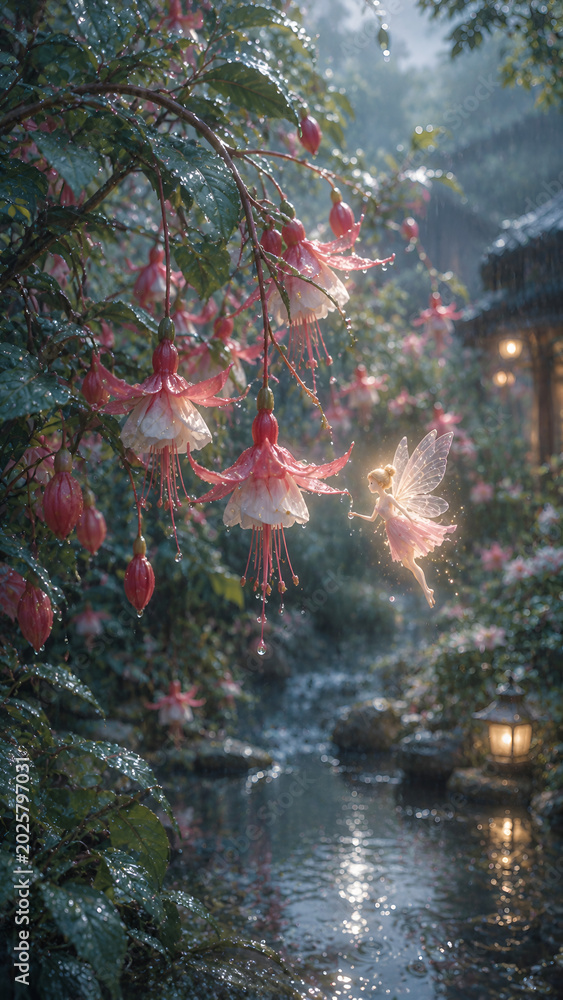 Fototapeta premium Rainy Fuchsia Fairy