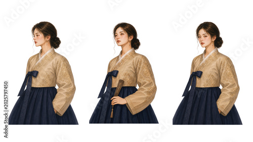 korean vintage woman illustration set png 1