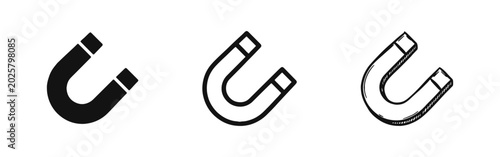 Cuadro en lienzo Magnetic Attraction Icon Set Featuring Horseshoe Magnet Symbol for Physics and M