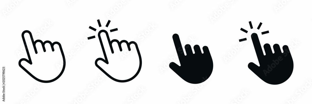 Fototapeta premium Hand cursor icon. Hand click icon set. Pointer sign and symbol. Vector illustration
