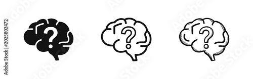 Canvastavla Brain with question mark icon for thinking doubt and problem solving in three di