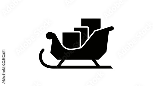 Fotografía Silhouette of a sleigh laden with three rectangular gifts
