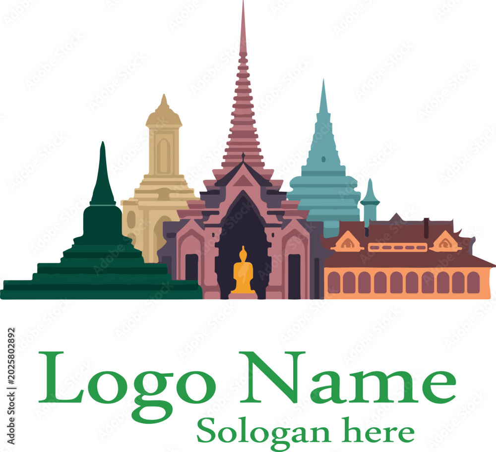 Obraz premium indonesian landmarks scene logo vector .