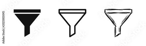 Fotografie Marketing funnel filter icon set for data sorting and sales process in three dif