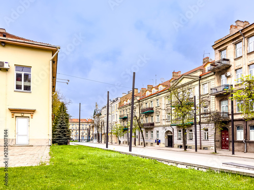 Street view of old village Vilnius in Lithuania