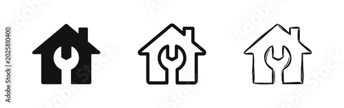Foto Home repair and house maintenance service icon set with wrench