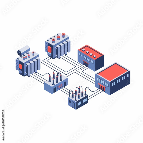 Fényképezés Electrical power distribution system with transformers and substations