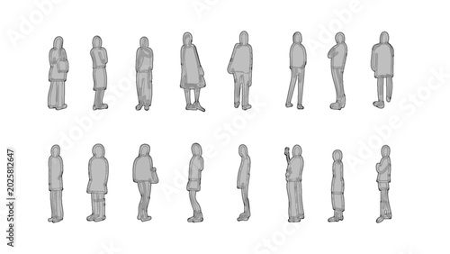 Konstfotografi people standing illustration set, standing silhouette illustration set, silhouet