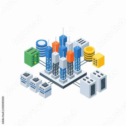 Slika na platnu Modern Data Center Infrastructure with Servers and Storage.