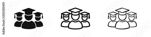 Fényképezés Group of graduates or university students icon set