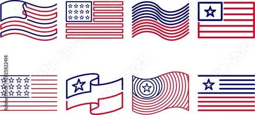 Obraz na plátně American flag waving symbols in red white and blue colors