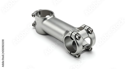 Silver bicycle stem component isolated on white background