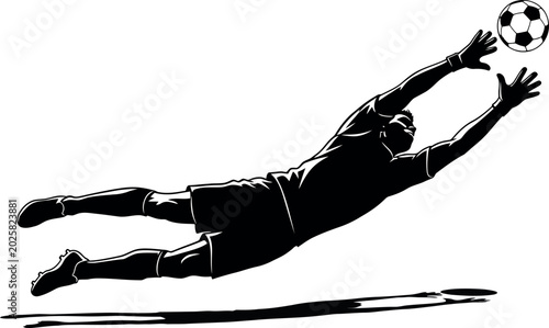 Soccer Goalkeeper Diving Save Silhouette Illustration