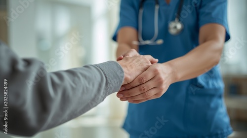 Profissional médico acolhendo paciente com carinho