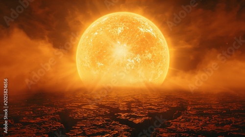 Sol escaldante com raios solares e sensação de calor