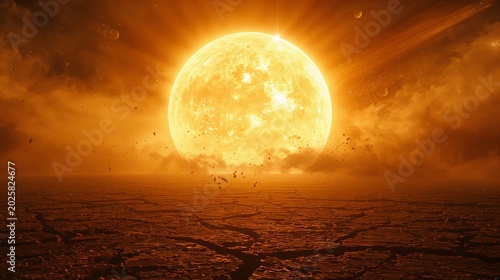 Sol escaldante com raios solares e sensação de calor