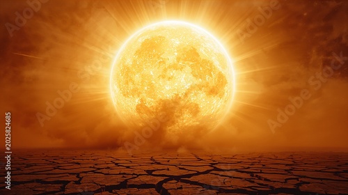 Sol escaldante com raios solares e sensação de calor